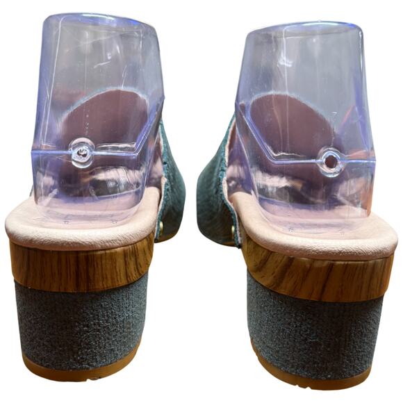 Dansko Maci EU38/US7.5-8 Green Leather Open Toe Platform Mule Block Heel *READ* - Picture 3 of 15